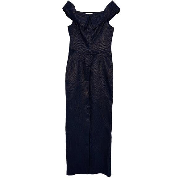 NWT Rickie Freeman Teri Jon Off-The-Shoulder Metallic Jacquard Gown Size 6 - Picture 6 of 11